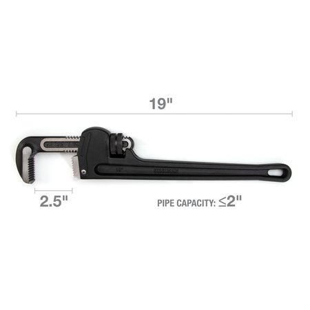 Steelman 18Inch HeavyDuty Cast Aluminum Straight Handle Pipe Wrench 60876